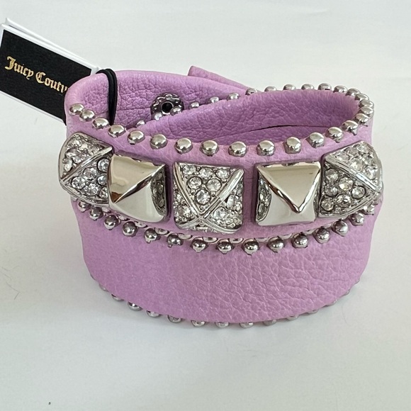 NWT Juicy Couture Lilac Leather Double Wrap Pyramid Stud Bracelet - Picture 3 of 10